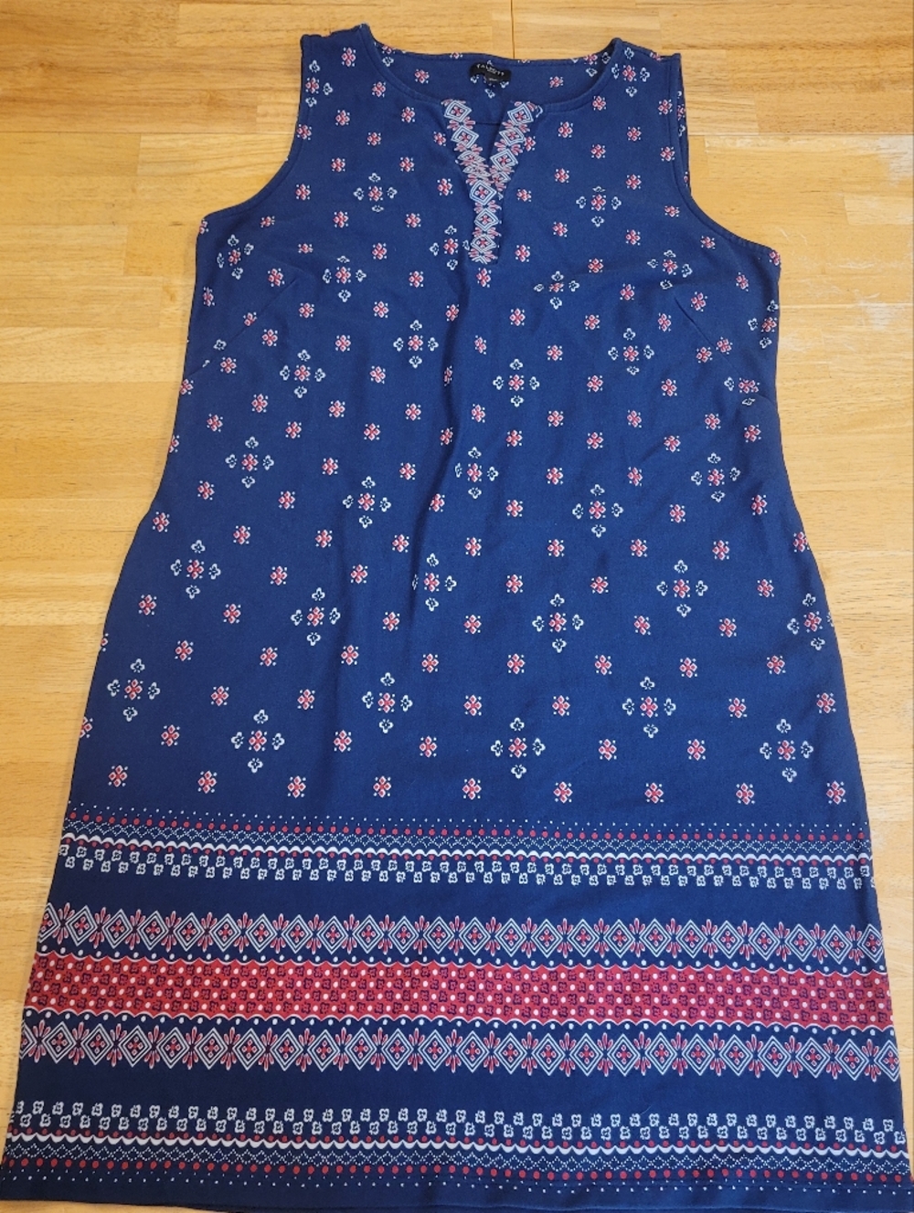 Talbots Petite Sleeveless Red White Blue Bandana Print Dress XLP Patriotic USA